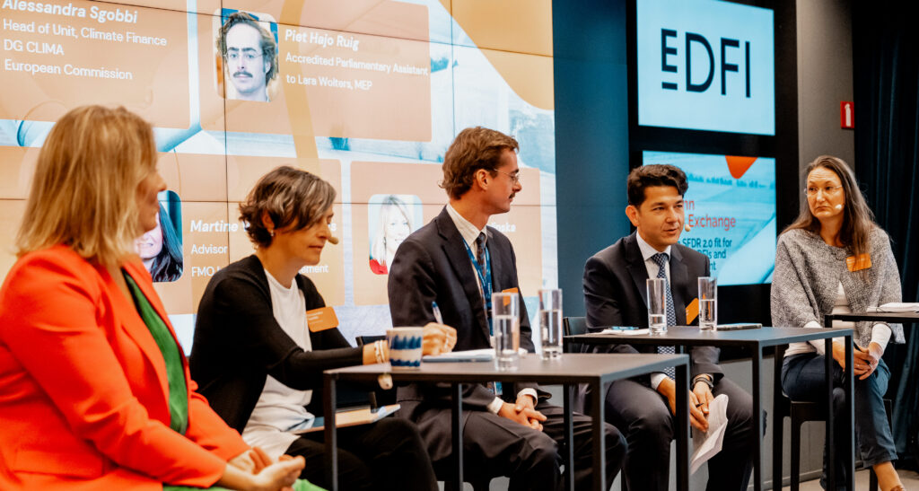 Panel discussion (Left to right): Aleksandra Palinska, Eurosif; Alessandra Sgobbi, European Commission; Piet Ruig, APA, European Parliament; Serhan Alhan, Incofin